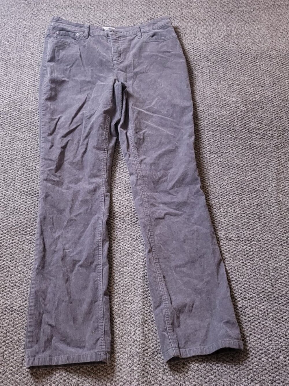 St. Johns Bay Corduroy Pants Womens 10 31x31 Straight Gray Cotton Spandex y2K
